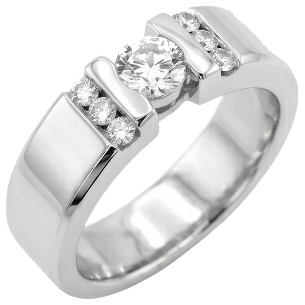 1 Carat Simple Ring Round Natural Earth Mined Diamond White Gold 14K Vs1 F