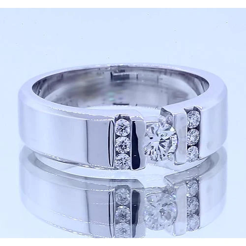1 Carat Simple Ring Round Real Diamond White Gold 14K Vs1 F