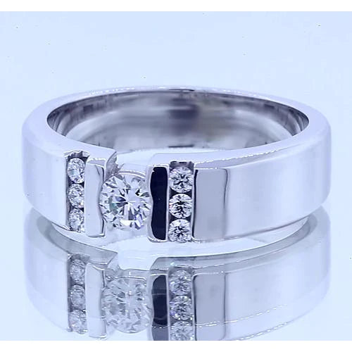 1 Carat Simple Ring Round Real Diamond White Gold 14K Vs1 F