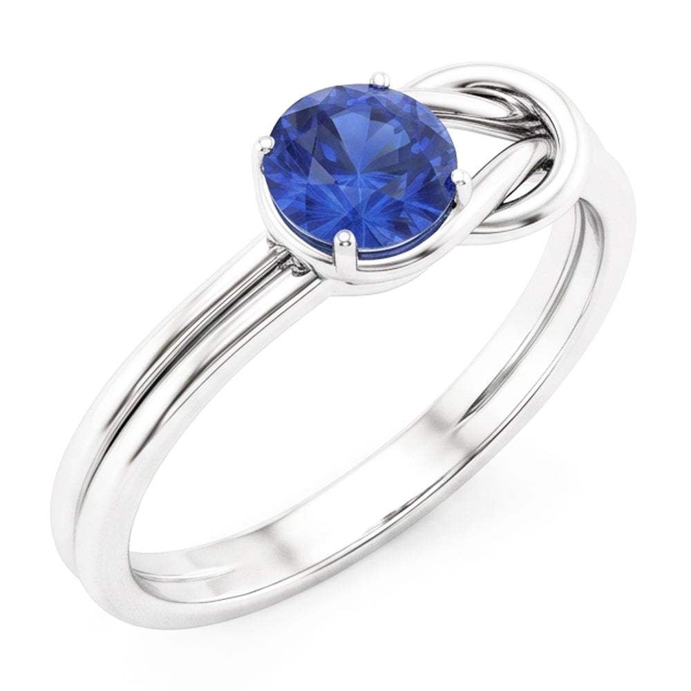 1 Carat Solitaire Blue Sapphire White Gold 14K Fancy Ring Jewellery New