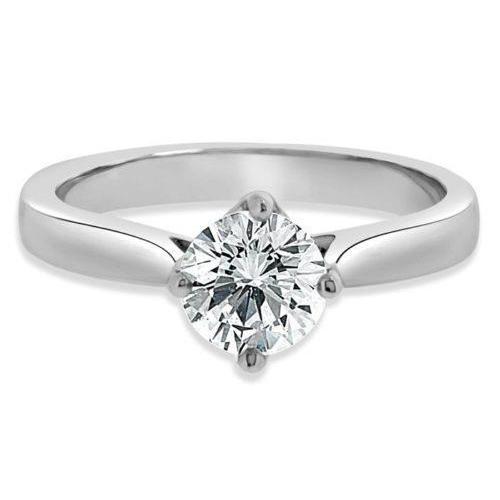 1 Carat Solitaire Cathedral Setting Round Real Diamond Wedding Ring