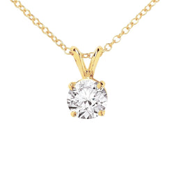 1 Carat Solitaire Diamond Genuine Necklace Pendant 14K Yellow Gold
