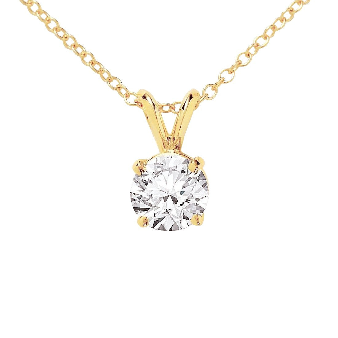 1 Carat Solitaire Diamond Genuine Necklace Pendant 14K Yellow Gold