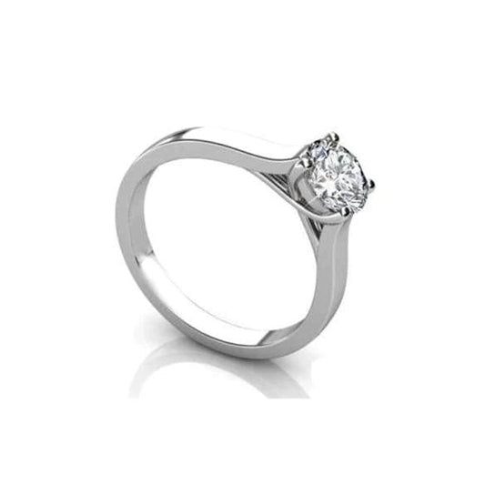 1 Carat Solitaire Genuine Diamond Engagement Ring 14K White Gold