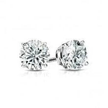 1 Carat Solitaire Genuine Round Diamond Stud Lady Earring