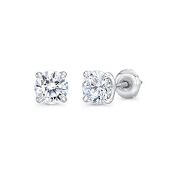 1 Carat Solitaire Natural Diamond Stud Earring 14K White Gold