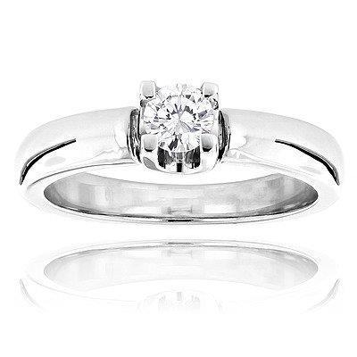 1 Carat Solitaire Round Cut Genuine Diamond Engagement Ring