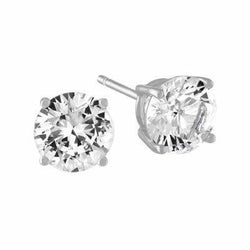 1 Carat Solitaire Round Cut Natural  Diamond Stud Earring White Gold 14K