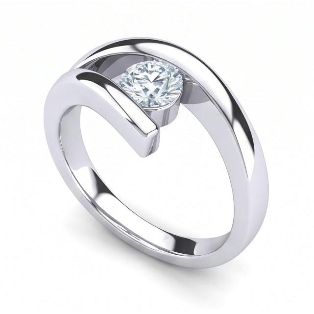 1 Carat Solitaire Round Cut Natural Earth Mined Diamond Engagement Ring Bar Set