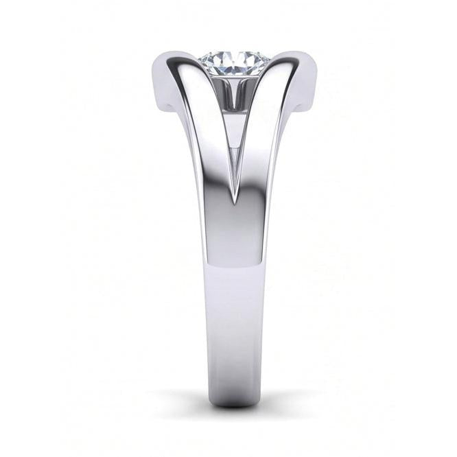 1 Carat Solitaire Round Cut Natural Earth Mined Diamond Engagement Ring Bar Set
