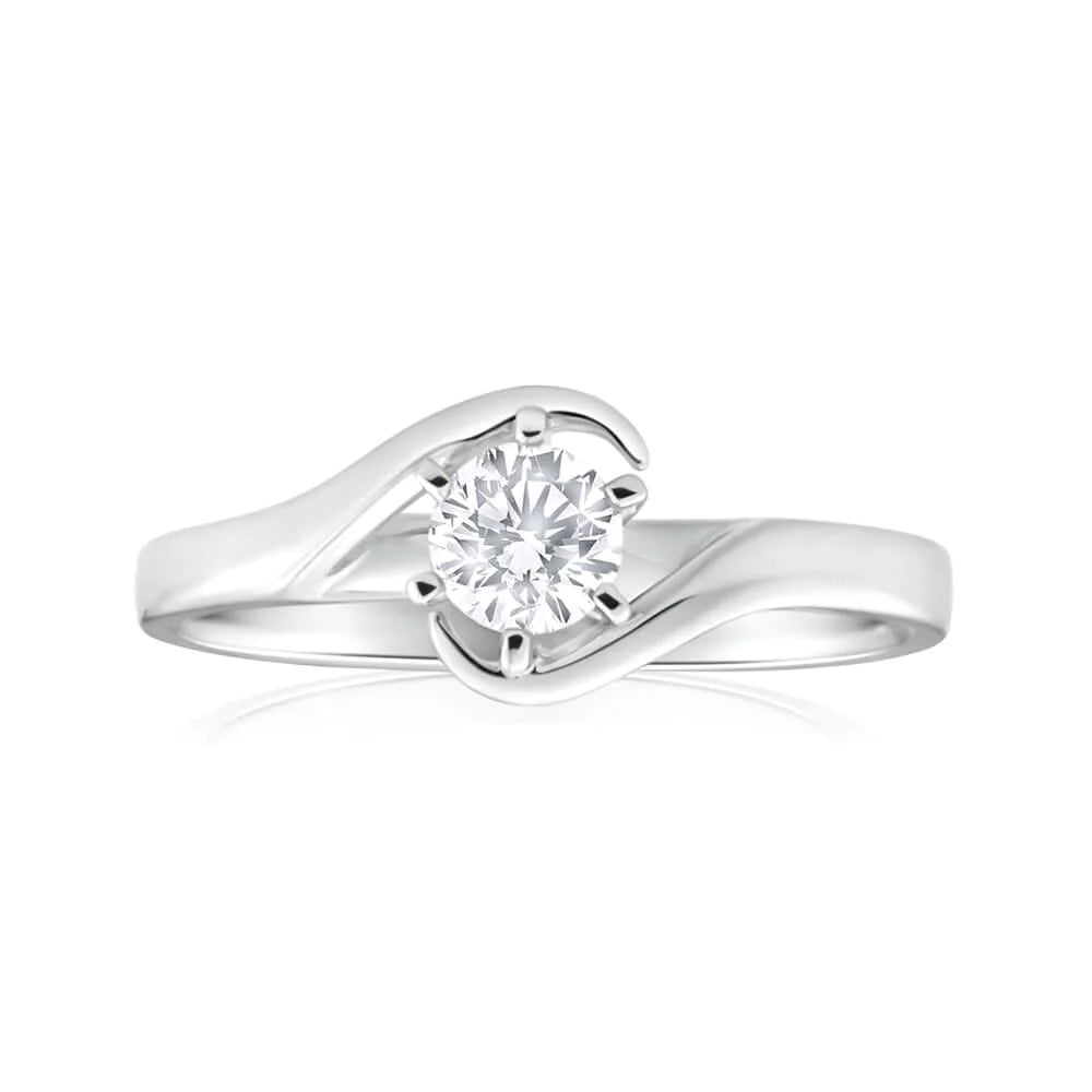 1 Carat Solitaire Round Cut Real Diamond Engagement Ring White Gold 14K