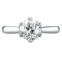 1 Carat Solitaire Round Prong Set Old Miner Real Natural Earth Mined Diamond Ring Jewellery