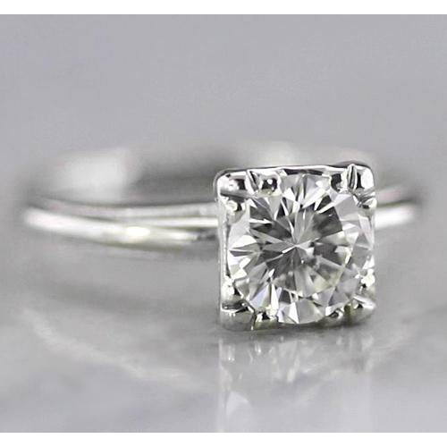 1 Carat Solitaire Round Real Diamond Engagement Ring