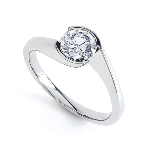 1 Carat Solitaire Round Real Diamond Engagement Ring White Gold 14K