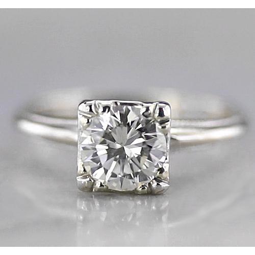 1 Carat Solitaire Round Real Diamond Engagement Ring