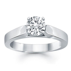 1 Carat Solitaire Round Real Diamond Ring White Gold 14K