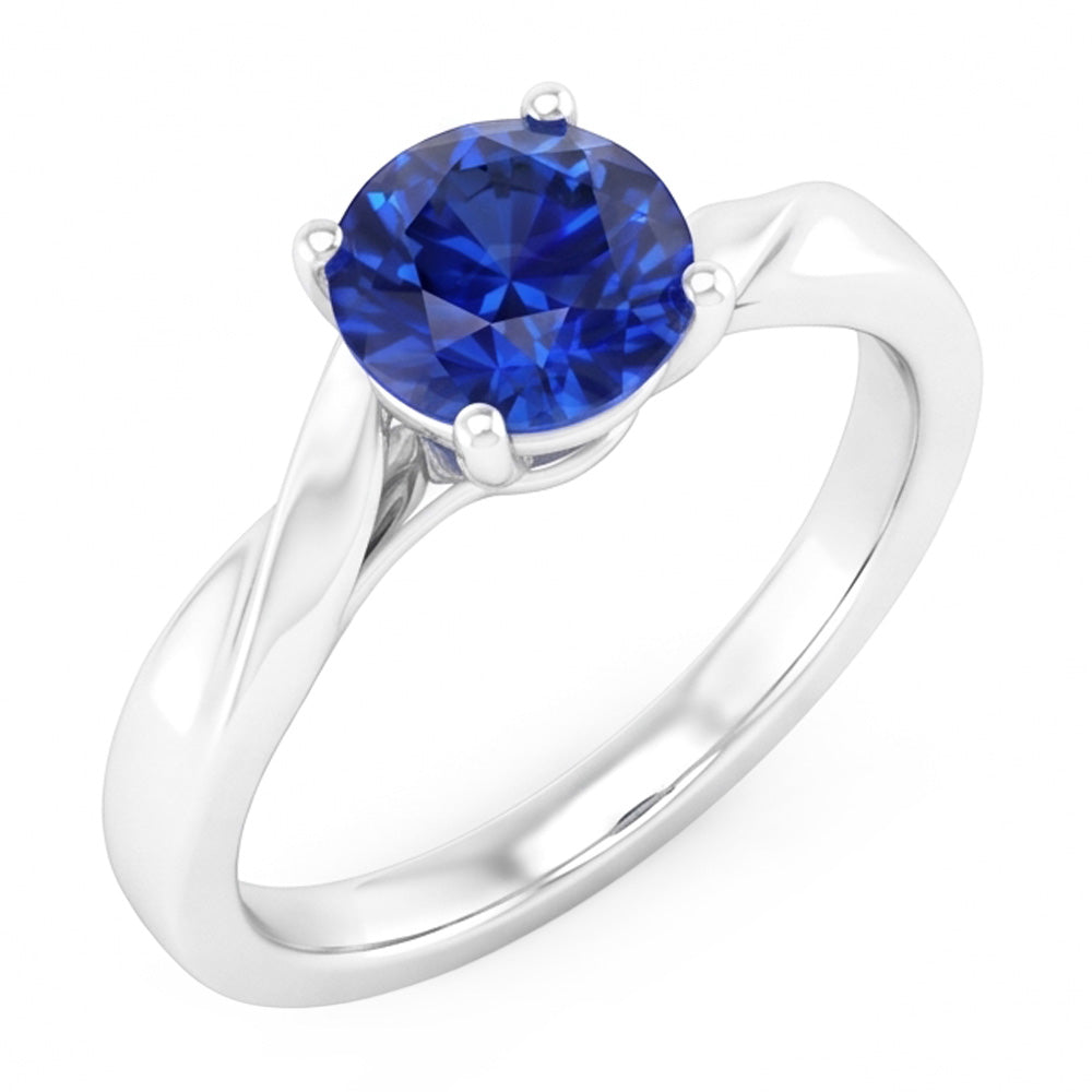 1 Carat Solitaire Women's Ceylon Sapphire Ring Twisted Shank