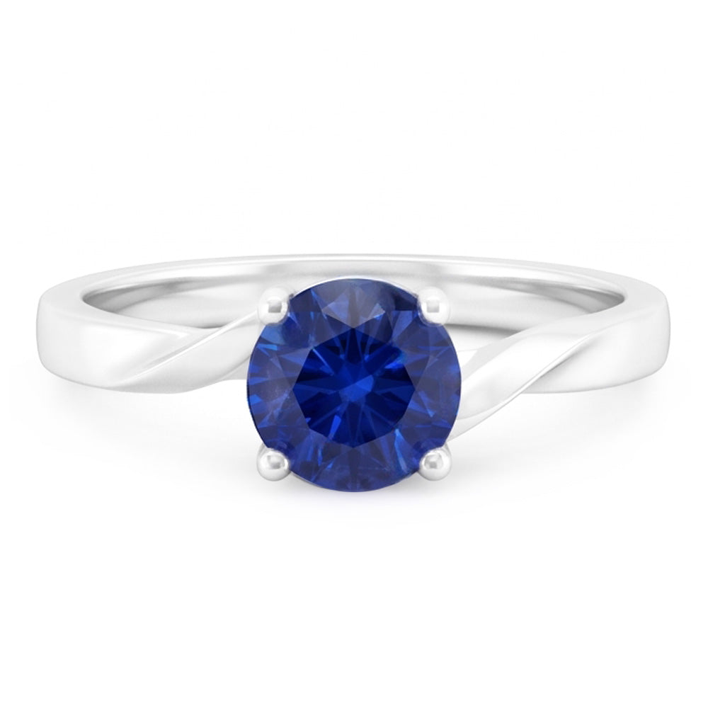 1 Carat Solitaire Women's Ceylon Sapphire Ring Twisted Shank