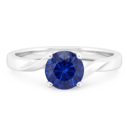 1 Carat Solitaire Women's Ceylon Sapphire Ring Twisted Shank