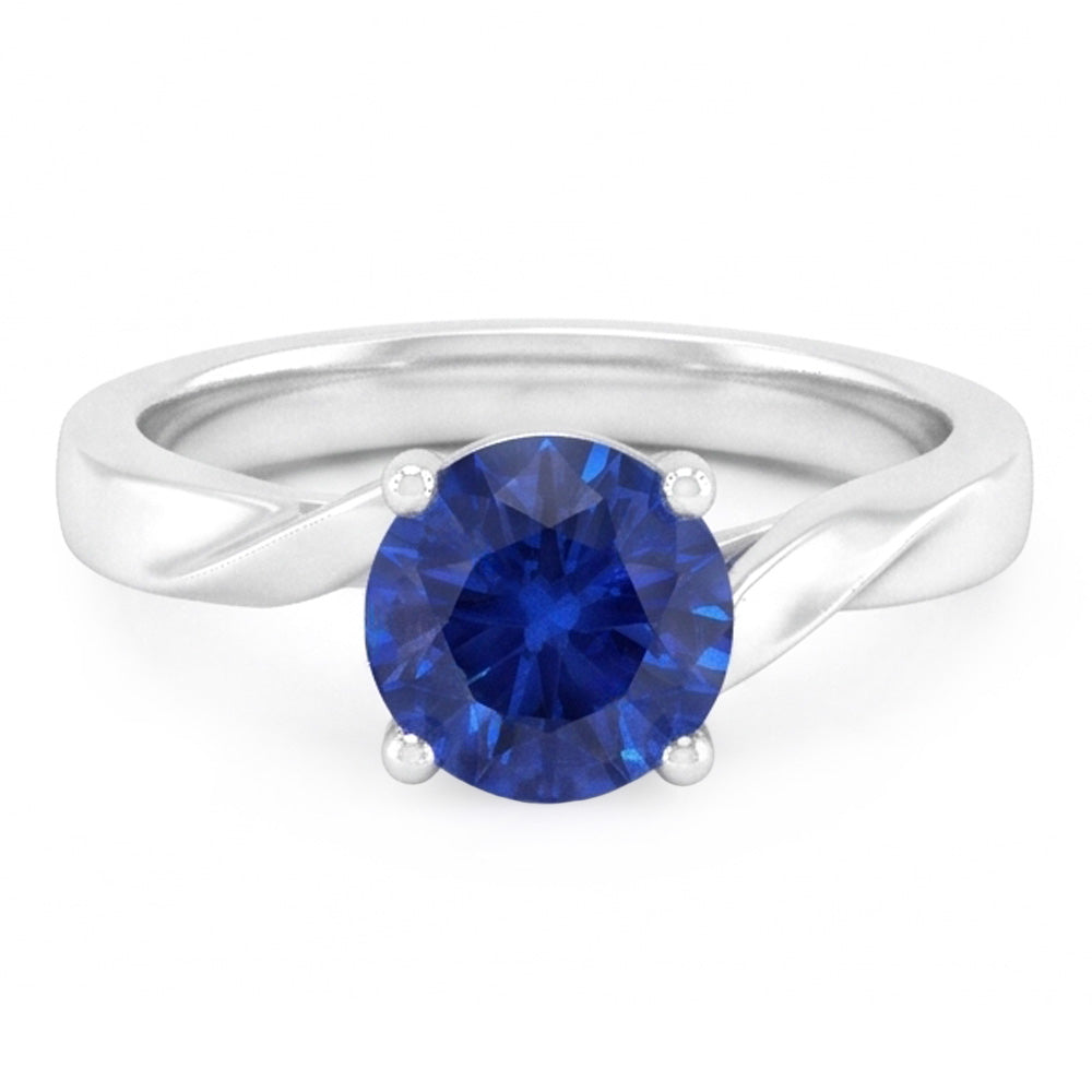 1 Carat Solitaire Women's Ceylon Sapphire Ring Twisted Shank
