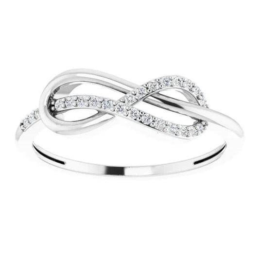 1 Carat Twisted Genuine Diamond Infinity Ring White Gold 14K