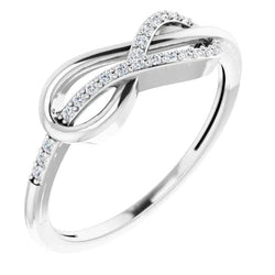 1 Carat Twisted Mined Diamond Infinity Ring White Gold 14K