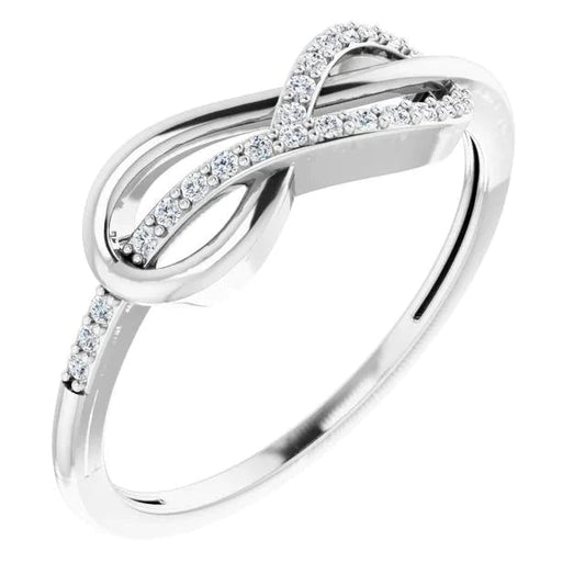 1 Carat Twisted Genuine Diamond Infinity Ring White Gold 14K