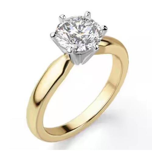 1 Carat Two Tone Comfort Fit Round Genuine Diamond Ring Solitaire