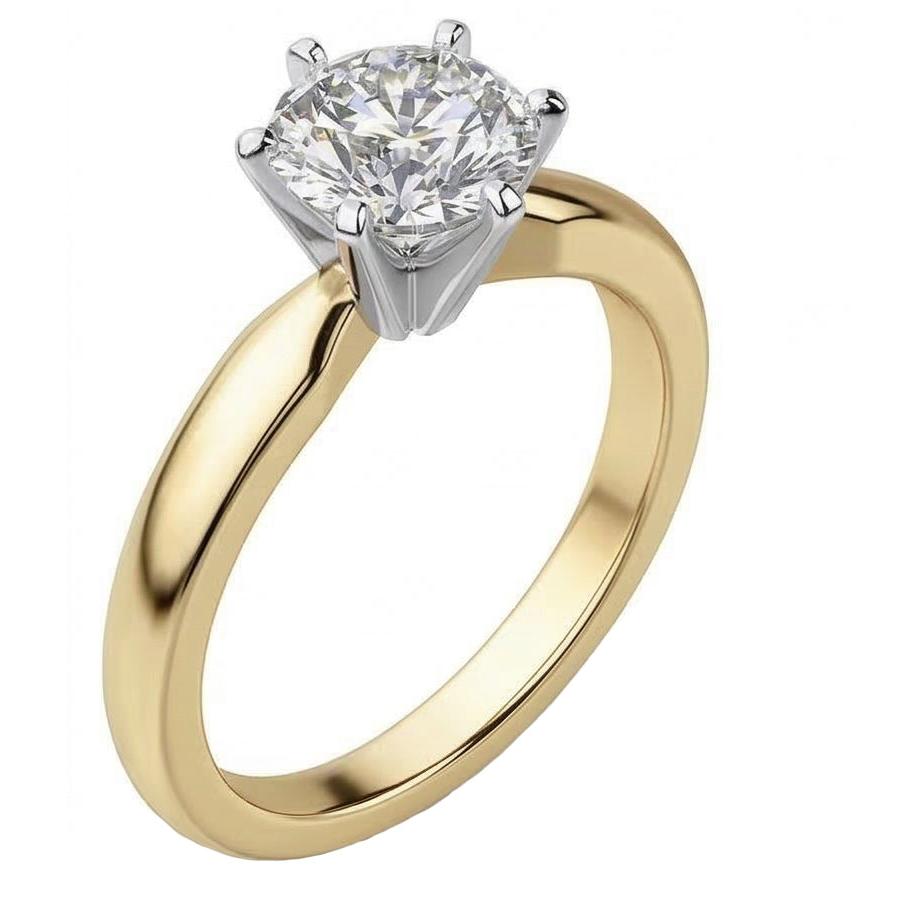 1 Carat Two Tone Comfort Fit Round Genuine Natural Earth Mined Diamond Ring Solitaire