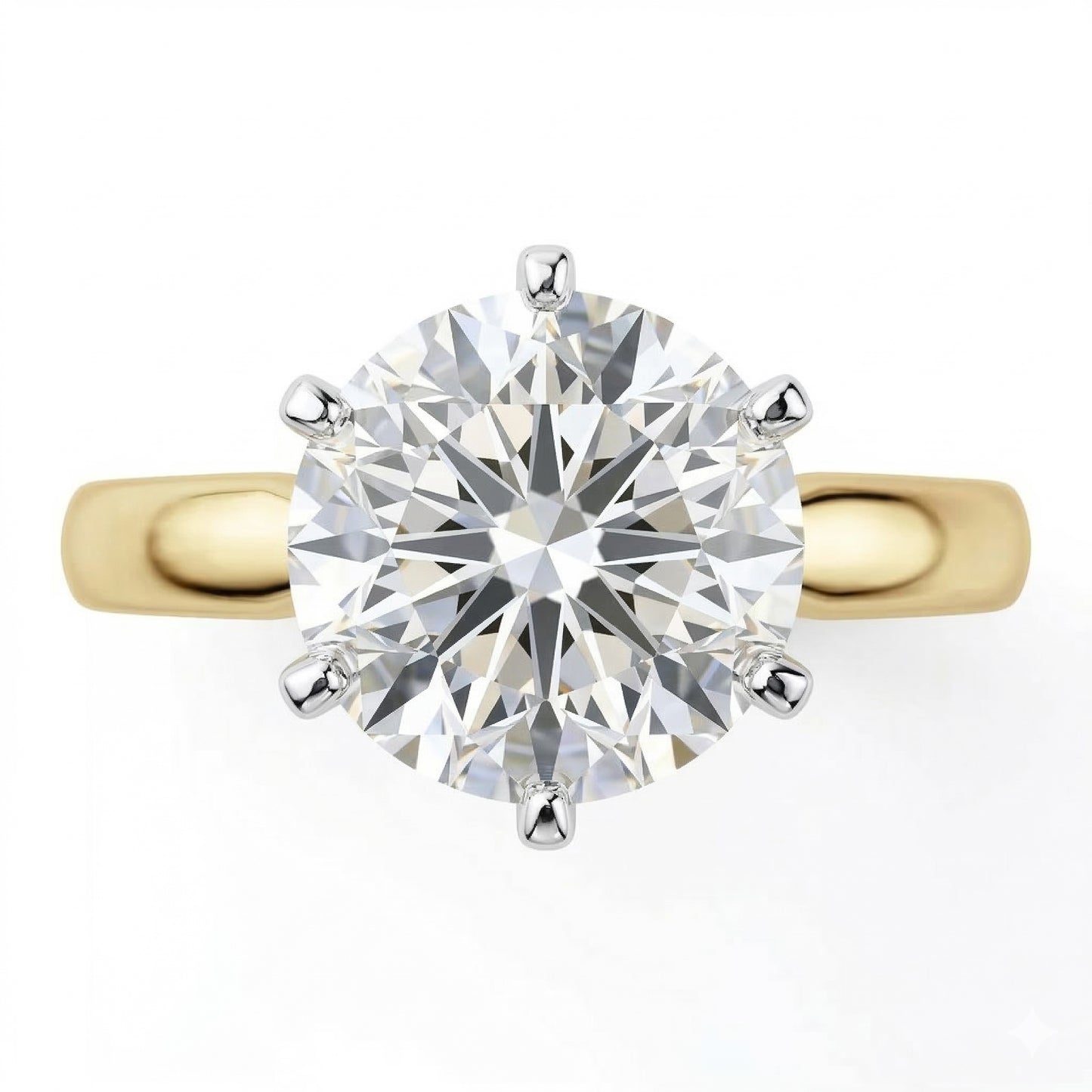 1 Carat Two Tone Comfort Fit Round Genuine Natural Earth Mined Diamond Ring Solitaire