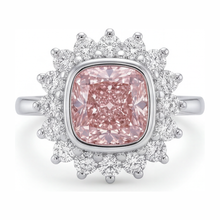 Pink Gem Engagement Ring 1 Carat Lab Grown Cushion Diamond Halo 14K White Gold