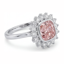 Pink Gem Engagement Ring 1 Carat Lab Grown Cushion Diamond Halo 14K White Gold