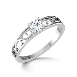 1 Carat Round Solitaire Natural Earth Mined Diamond Engagement Ring 14K White Gold