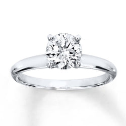 1 Carat Round Solitaire Natural Earth Mined Diamond Engagement Ring 14K White Gold