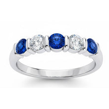 1.25 Ct Ceylon Sapphire With Natural Earth Mined DIAMOND ( NOT LAB GROWN )s Five Stone Ring Gold14K