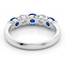 1.25 Ct Ceylon Sapphire With Natural Earth Mined DIAMOND ( NOT LAB GROWN )s Five Stone Ring Gold14K