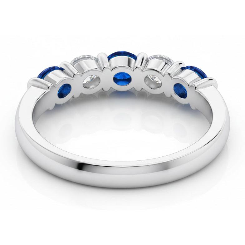 1.25 Ct Ceylon Sapphire With Natural Earth Mined DIAMOND ( NOT LAB GROWN )s Five Stone Ring Gold14K