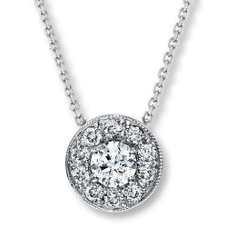 1.25 Carat Round Natural Earth Mined Diamond Pendant Necklace 14K White Gold