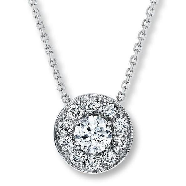 1.25 Carat Round Natural Earth Mined Diamond Pendant Necklace 14K White Gold