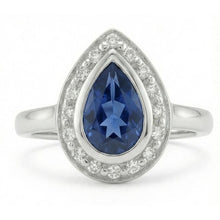 1.30 Ct Ceylon Sapphire Pear Natural Earth Mined Diamonds Wedding Ring