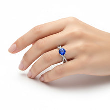 1.35 Ct Round Ceylon Sapphire Natural Earth Mined Diamond Wedding Ring