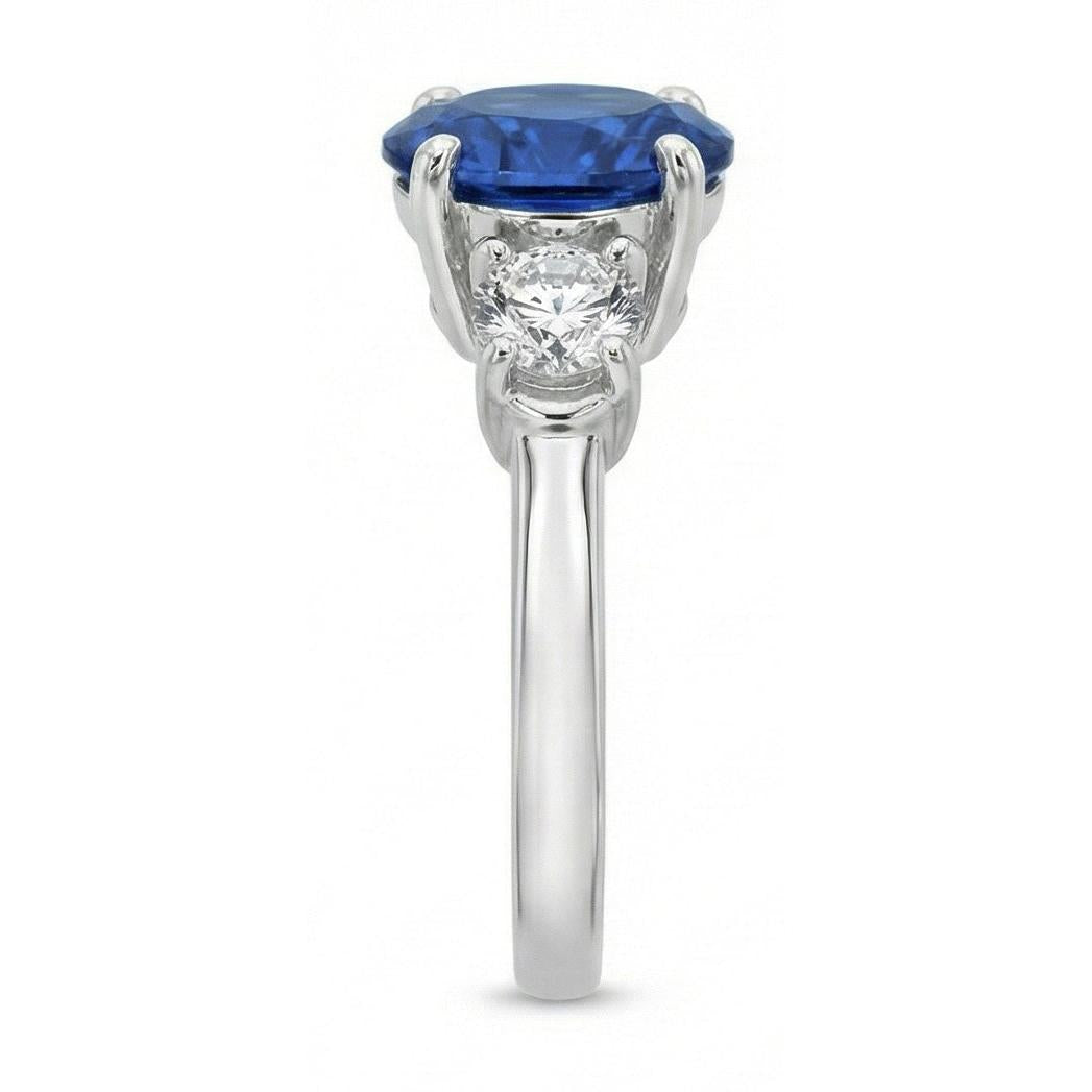 1.5 Ct Oval Sri Lanka Sapphire And Natural Earth Mined DIAMOND ( NOT LAB GROWN ) Three Stone Ring Gold 14K