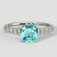 1.75 Carats Asscher Paraiba Ring with Pave Band