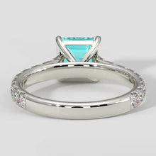 1.75 Carats Asscher Paraiba Ring with Pave Band