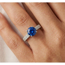 1.75 Ct Sapphire And Natural Earth Mined Diamond Wedding Ring 14K White Gold