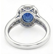 1.80 Carat Sri Lankan Sapphire And Round Natural Earth Mined DIAMOND ( NOT LAB GROWN )s Ring 14K White Gold
