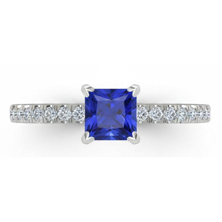 1.90 Ct Sri Lanka Blue Sapphire Natural Earth Mined DIAMOND ( NOT LAB GROWN ) Engagement Ring White Gold 14K
