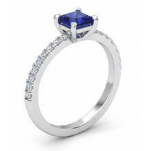 1.90 Ct Sri Lanka Blue Sapphire Natural Earth Mined DIAMOND ( NOT LAB GROWN ) Engagement Ring White Gold 14K