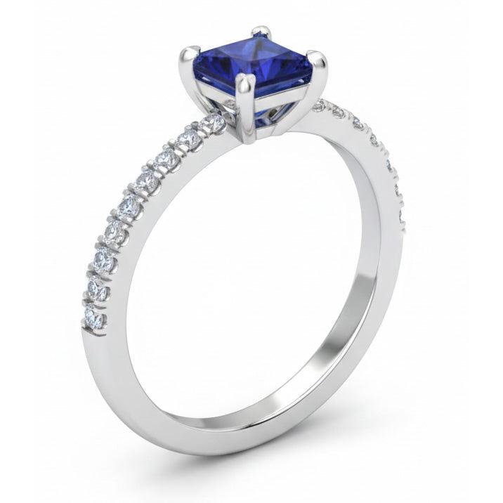 1.90 Ct Sri Lanka Blue Sapphire Natural Earth Mined DIAMOND ( NOT LAB GROWN ) Engagement Ring White Gold 14K