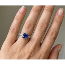 1.90 Ct Sri Lanka Blue Sapphire Natural Earth Mined DIAMOND ( NOT LAB GROWN ) Engagement Ring White Gold 14K